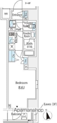 グランジット大手町[1K/28.78m2]の間取図