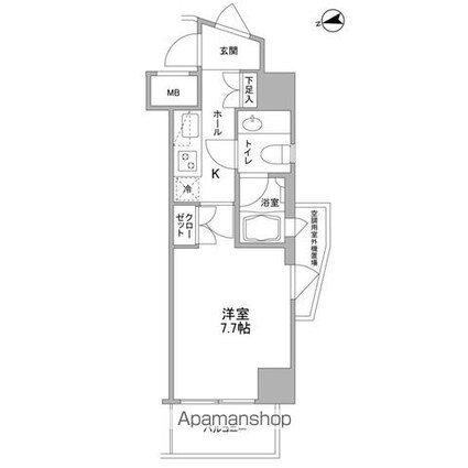 コンフォリア東中野ＤＥＵＸ[1K/25.56m2]の間取図
