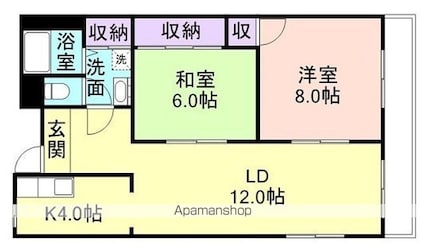 和歌山県和歌山市西浜３丁目[2LDK/62m2]の間取図