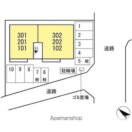Ｄーｒｅｓｉｄｅｎｃｅ・Ｋ沖野上[2LDK/65.05m2]の配置図