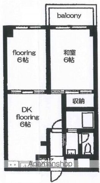 塚本ルミネビル[2DK/39.9m2]の間取図
