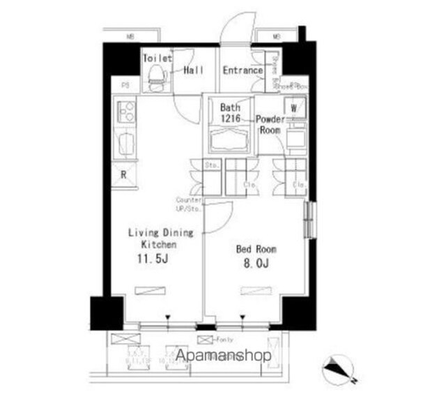 パークアクシス板橋本町弐番館[1LDK/47.79m2]の間取図