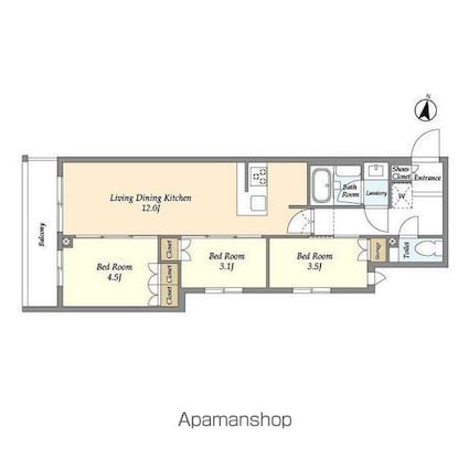 アジールコート練馬中村橋[3LDK/52.16m2]の間取図