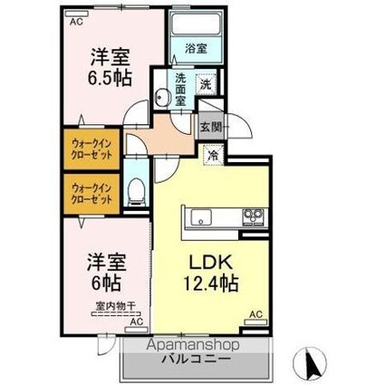 セレーノ南田宮[2LDK/58.07m2]の間取図