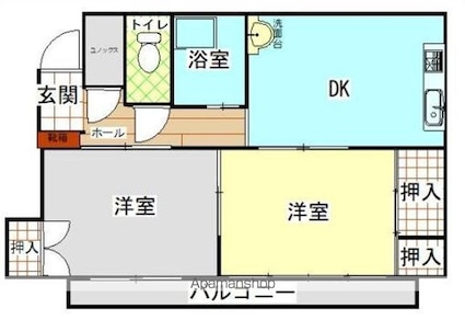 春日第一ビル[2DK/45.5m2]の間取図