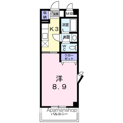 グラン・アルフル東雲[1K/27.2m2]の間取図