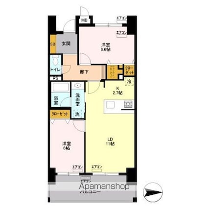 ロイヤルパークスリバーサイド[1LDK/60.97m2]の間取図