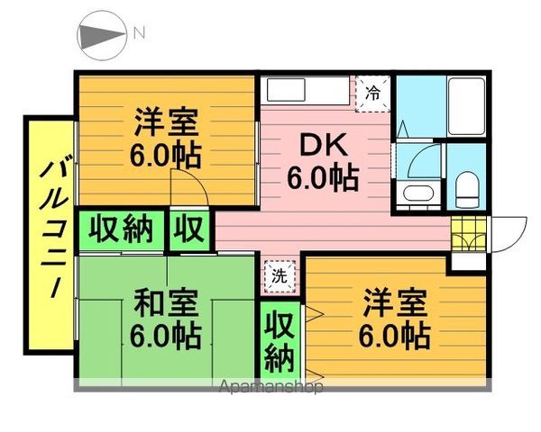 【柏市西原のアパートの間取り】