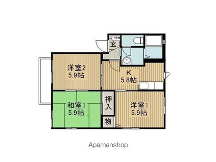 ブルーヒルＡＢ棟[3K/50.78m2]の間取図