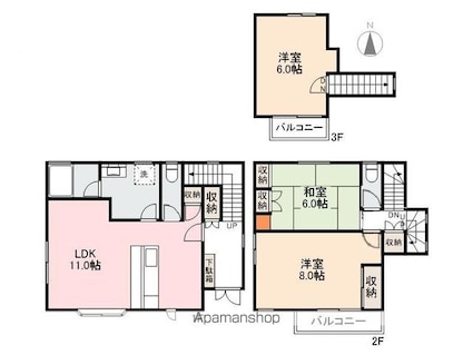 Ｓ亀田町借家[3LDK/92.07m2]の間取図