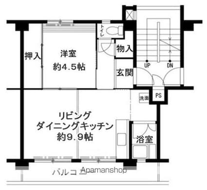 ビレッジハウス鳴滝１１号棟[1LDK/37.09m2]の間取図