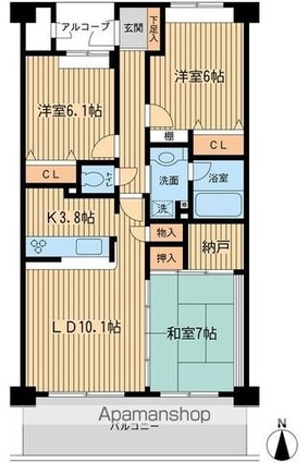 アソシエール野方[3LDK/78.71m2]の間取図