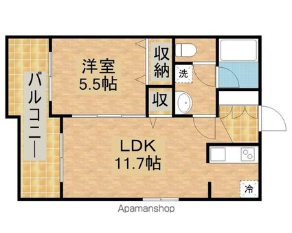 東京都小金井市東町２丁目[1LDK/41.52m2]の間取図