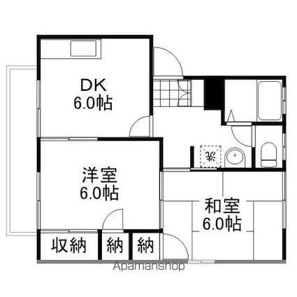 岡山県岡山市北区十日市西町[2DK/42.12m2]の間取図