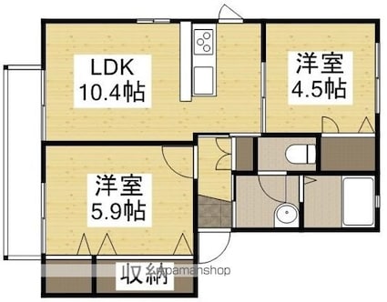 パークタウン茶屋町Ｋ[2LDK/50m2]の間取図