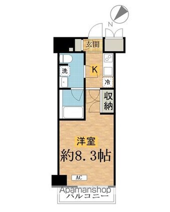 東京都八王子市明神町１丁目[1K/25.59m2]の間取図