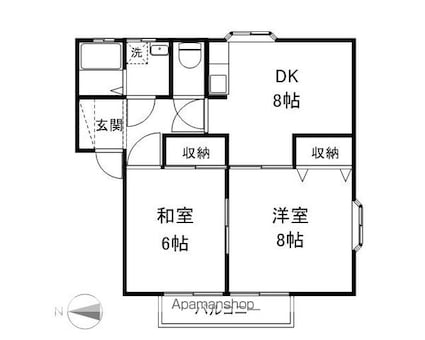 コーポ神田[2DK/50.5m2]の間取図