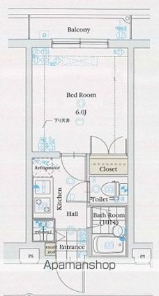 グラントゥルース目黒花房山[1K/19.07m2]の間取図