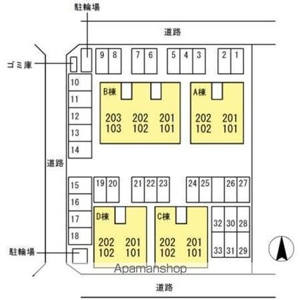 セジュール松縄　Ｂ棟[2DK/50.12m2]の配置図