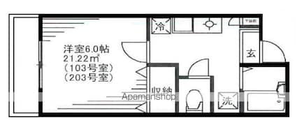 東京都足立区梅田３丁目[1K/20.96m2]の間取図