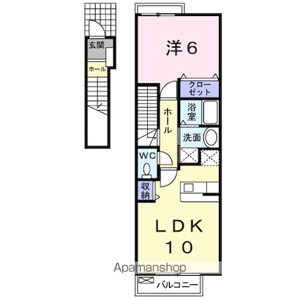 和歌山県和歌山市太田２丁目[1LDK/42.37m2]の間取図