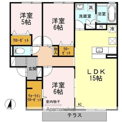グレイスヒルズ蔵王　Ｃ棟[3LDK/77.81m2]の間取図