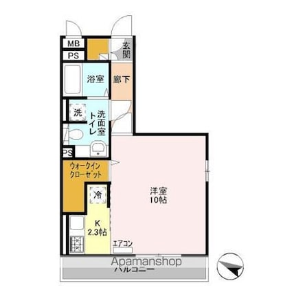 シャルマンＳ[1K/35.3m2]の間取図