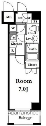 東京都港区南麻布３丁目[1K/22.68m2]の間取図