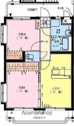 Ｓ・ＡＳＡＧＩＲＩ[2LDK/52.08m2]の間取図
