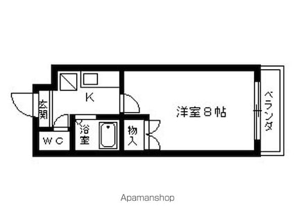 センチュリー玉川[1K/22.8m2]の間取図