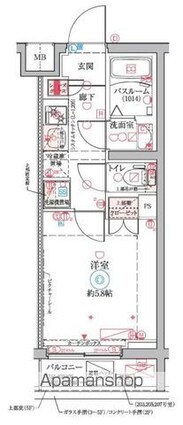 クレヴィスタ横浜大口[1K/20.52m2]の間取図