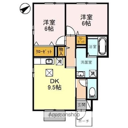 レイクビュー[2DK/54.04m2]の間取図