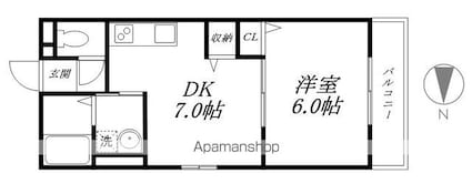 ハイツ神宮[1DK/32.81m2]の間取図