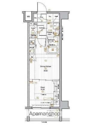 東京都豊島区池袋本町３丁目[1DK/30.56m2]の間取図