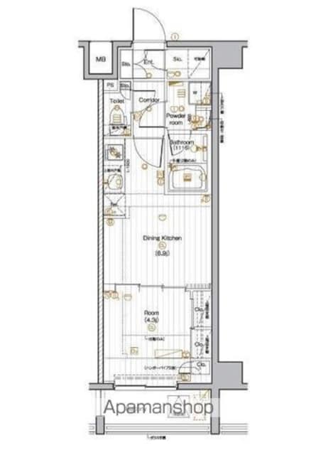 ＰＲＥＭＩＵＭ　ＣＵＢＥ　池袋本町[1DK/30.56m2]の間取図