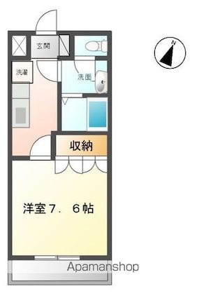 ディアベルジュ[1K/26.44m2]の間取図