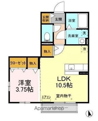 カリーノ　フィオーレ[1LDK/37.07m2]の間取図