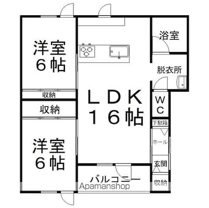 ステラ山下[2LDK/62.04m2]の間取図