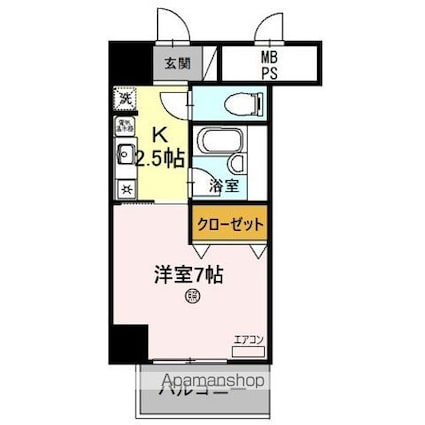 サンタウン竹鼻　Ａ[1K/25.2m2]の間取図