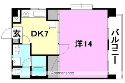 アプリーテ２[1DK/44.8m2]の間取図