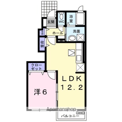 プラシードフィルⅤ[1LDK/44.15m2]の間取図