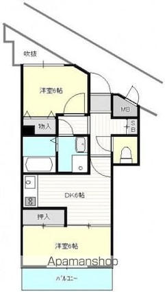グローバル戸坂[2DK/44.31m2]の間取図