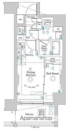 ラフィスタ中野本町[1DK/25.52m2]の間取図