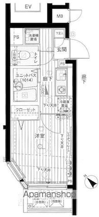 メインステージ銀座[1K/18.76m2]の間取図