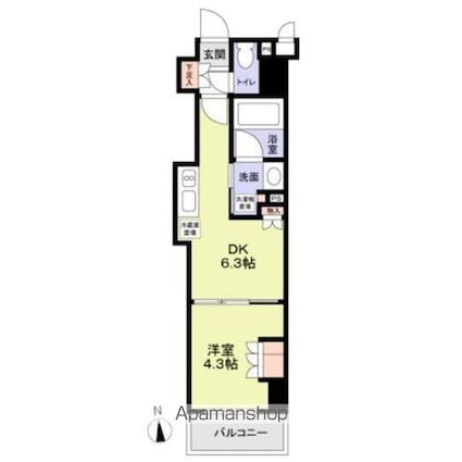ジオエント中野[1DK/26.55m2]の間取図