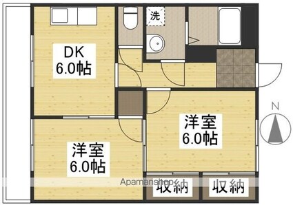 岡山県倉敷市大島[2DK/43.8m2]の間取図