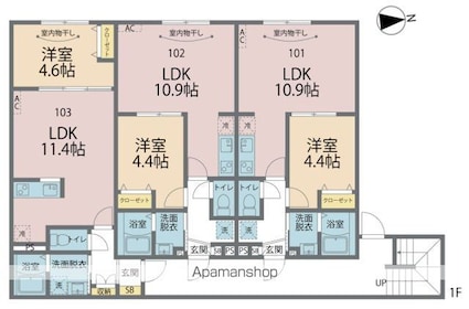 カインドネス八王子元横山町[1LDK/34.78m2]の間取図