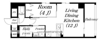 滋賀県草津市南草津５丁目[1LDK/35.53m2]の間取図