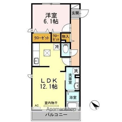アーベイン田宮[1LDK/46.17m2]の間取図
