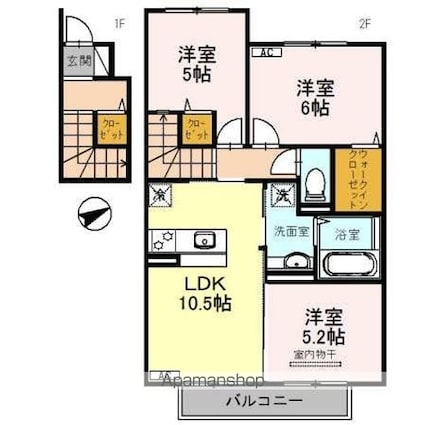 ＣＡＳＡ　ＧＲＡＮＤＥ　Ｄ[3LDK/67.11m2]の間取図